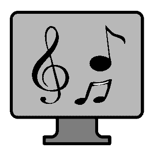 Computer Screen with Musical Notes